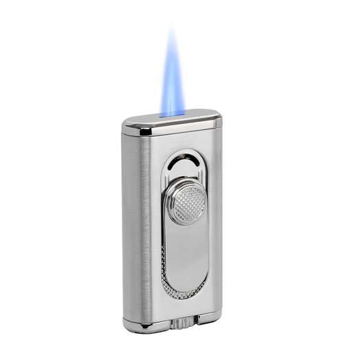 Xikar Verano Flat Flame Cigar Lighter, Attractive Gift Box, Elegant Metal Construction, Silver