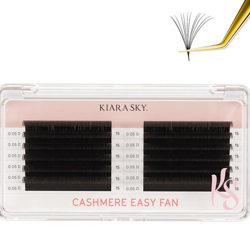KIARA SKY LASH Premium Cashmere Easy Fan Lash Extensions | Soft Semi-matte natural finish | Fans like Butter | For Professional Eyelash Extensions Use Only | Black, (D-0.05-10MM)