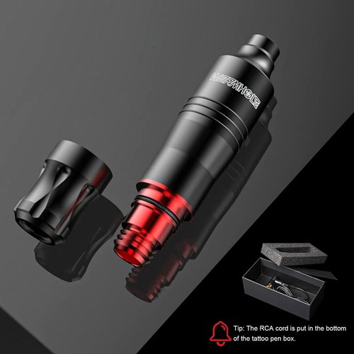 Tattoo Kit, Wormhole Tattoo Pen Kit Complete Tattoo Kit Rotary Tattoo Machine Kit with 20pcs Tattoo Cartridge Needles, 10pcs Tattoo Inks Tattoo Gun Kit Beginner WTK086 Black