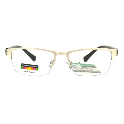 Multi Focus Progressive Reading Glasses 3 Powers in 1 Rectangle Gold +1