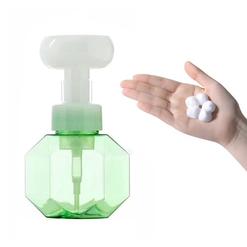 HOMU Foaming Soap Dispenser,300ml (10oz) Flower Foaming Bottle Empty Foam Liquid Hand Soap Containers BPA Free Plastic Press Bottles for Kitchen and Bathroom (Foaming Soap Only)