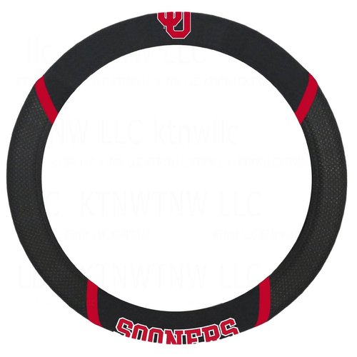 FANMATS 14921 Oklahoma Sooners Embroidered Steering Wheel Cover Black 15" x 15"
