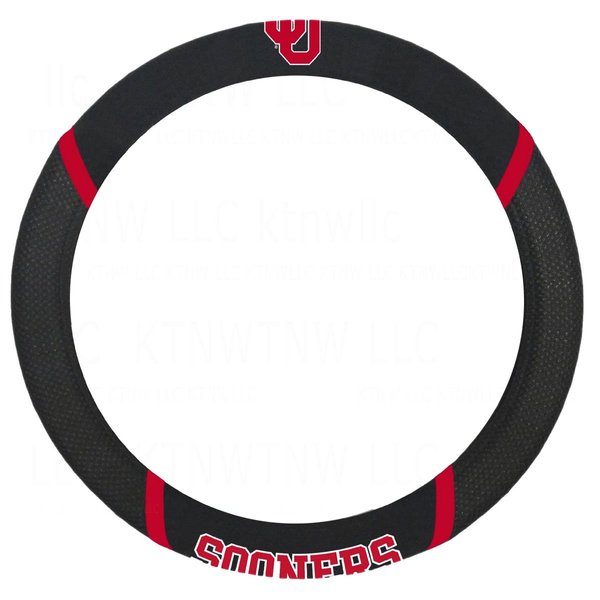 FANMATS 14921 Oklahoma Sooners Embroidered Steering Wheel Cover Black 15" x 15"