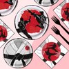 96Pcs Karate Party Supplies 350GSM Disposable Karate Themed Plates Napkins Forks Tableware Set Karate Birthday Party Decorations for Boys Ninja Birthday Party Decorations Martial Arts Favors Serves 24