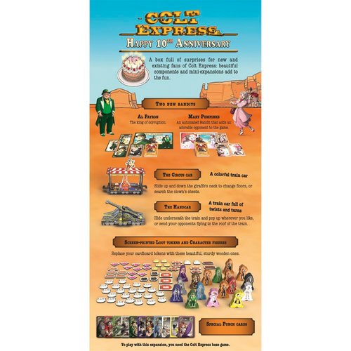 Ludonaute: Colt Express: Happy 10th Anniversary Promo Box - Expansion, Upgraded Components, Family Strategy Board Game, Ages 10+, 2-6 Players, 40 Min