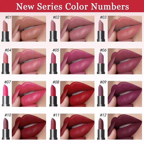 6 Pcs Brown Nude Pink Purple Red Lipstick Matte Sets,Light to Dark Velvet Lipstick for Women Long Lasting Waterproof 24 Hours Lip Stick Lip Stain Makeup Gift Sets,labiales mate 24 horas originales