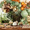 Woodland Animals Balloon Garland Arch Kit, 148pcs Woodland Themed Sage Green Brown Balloons Forest Animal Baby Shower Neutral Gender Reveal Party Supplies Oh Baby Jungle Decorations