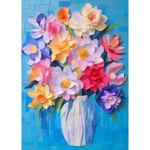 Bgraamiens Puzzle-Crepe Paper Flowers-1000 Pieces Crepe Paper Flowers Puzzle for Adults, Unique Flowers Art Puzzle, Impossible Puzzle Color Challenge Puzzle for Adults