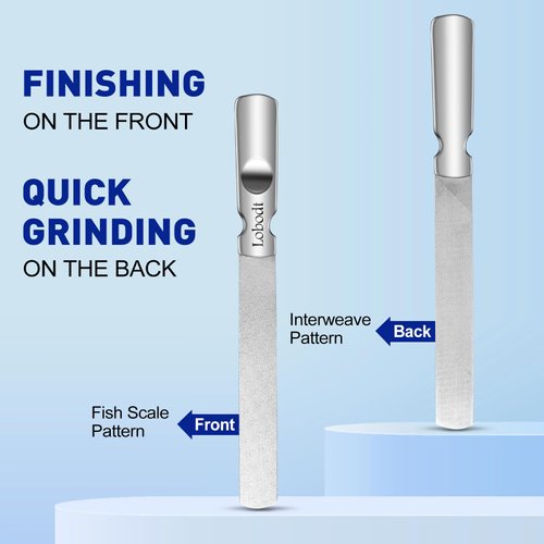 Lobodt Nail Trimmer,Stainless Steel Nail File with Anti-Slip Handle and Leather Case, Double Sided and Files Nails Easily for Men and Woman,Great for Home Salon or Travel Use (2 PCS Metal)