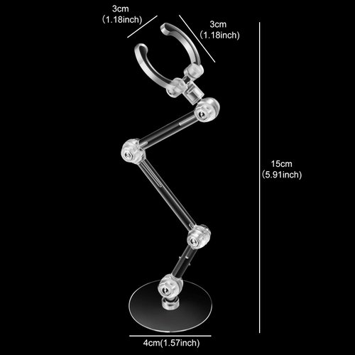 Jetec 12 Pieces Action Figure Stand Doll Stands Display Holders Action Figure Display Holder Doll Mini Display Stand Doll Support Frame Compatible with HG RG SD SHF Gundam 1/144 Toy, Transparent