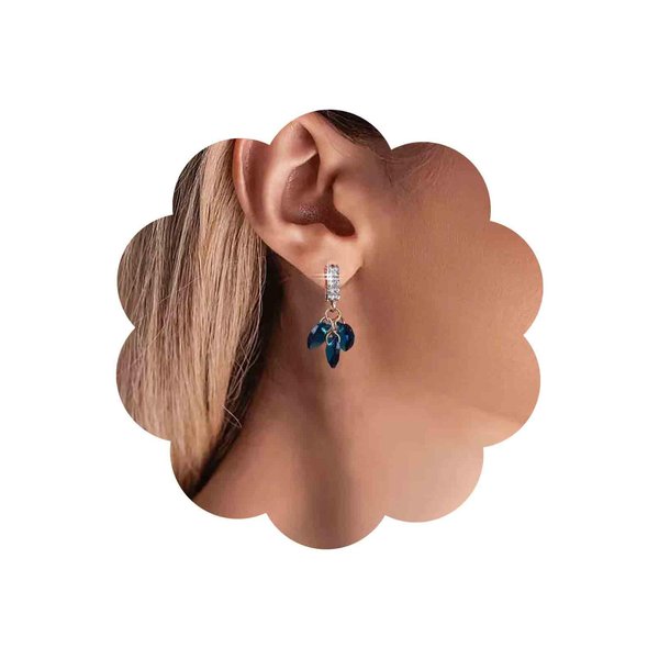 Sttiafay Vintage Sapphire Heart Earrings Blue Crystal Heart Drop Earrings Gold Rhinestone Stud Earrings Sapphire Love Heart Dangle earrings Jewelry for Women