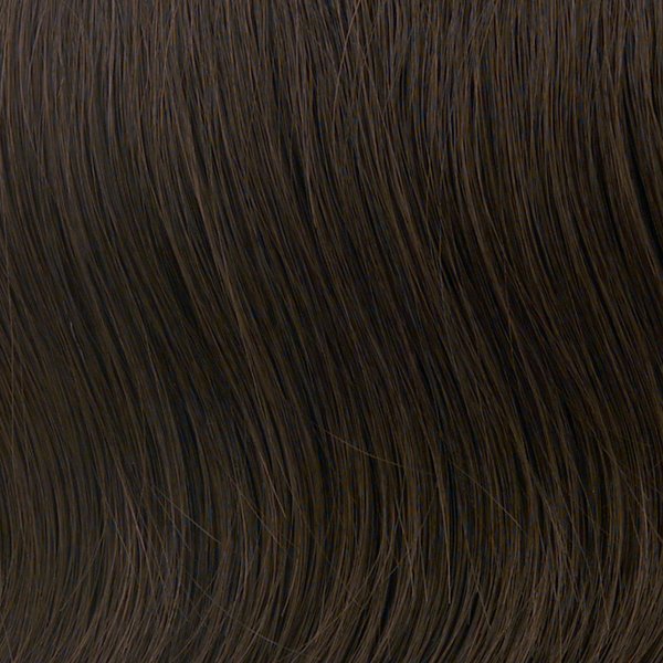 Toni Brattin Perfect Topper Color Dark Brown Hairpiece 8" Length Straight Top of Head Complete Crowne Coverage ChangeLite Heat Friendly Synthetic Wispy Bangs Snap Clips