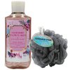 Shower Bathing Gift Set Bundle with 10 ounce Bath and Body Works Shower Gel Soap & Loofah Pouf Sponge - Gift, Birthday, Mother's Day (Strawberry Snowflakes)