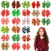 DULEFUN 24pcs Christmas Hair Clips for Girls, Xmas Hair Bows Hairpins Barrettes Christmas Hair Accessories for Kids New Year Christmas Party Favors