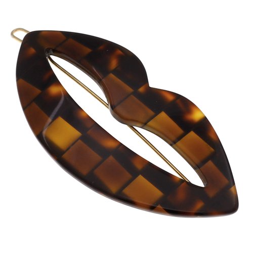 Camila Paris CP2971 French Hair Barrette Clip for Girls, Small Handmade Kiss Brown, Strong Hold Grip Hair Clips for Women, No Slip and Durable Styling Girls Hair Accessories, Made in France