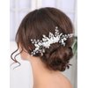 Teyglen Silver Flower Wedding Hair Comb Bridal Crystal Hair Comb Decorative Hair Accessories for Bride Rhinestone Flower Headpiece for Women Girls