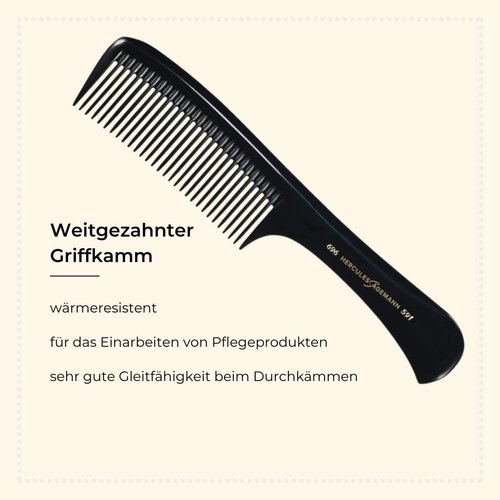 Hercules Sagemann Seamless Handle Detangling Hair Comb, 22.7 cm Length