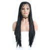 RONGDUOYI RDY 24 Inches Black Braided Lace Front Wigs for Black Women Natural Hairline Synthetic Wig Pre Plucked Glueless Braids Wig (180% Density,Style1)