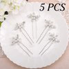 Brishow Bride Wedding Hair Pins Silver Hair Clips Pearl Crystal Bridal Hair Piece Rhinestone Hair Accessory for Women and Girls (5 PCS)