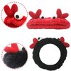 LOKESI 2PCS Spa Headband Makeup Headband Fluffy Cute Crab Makeup Headbands for Slumber Party Supplies Facial Headband Washing Headband for Skin Care Mask