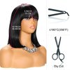 YYHR BLunt Cut Bob Wig With Bangs 14" Shoulder Length Yaki Straight Synthetic Hair Wigs Black Bob Daily Costume Wig Hair Replacement Wigs (14Inch,1B)