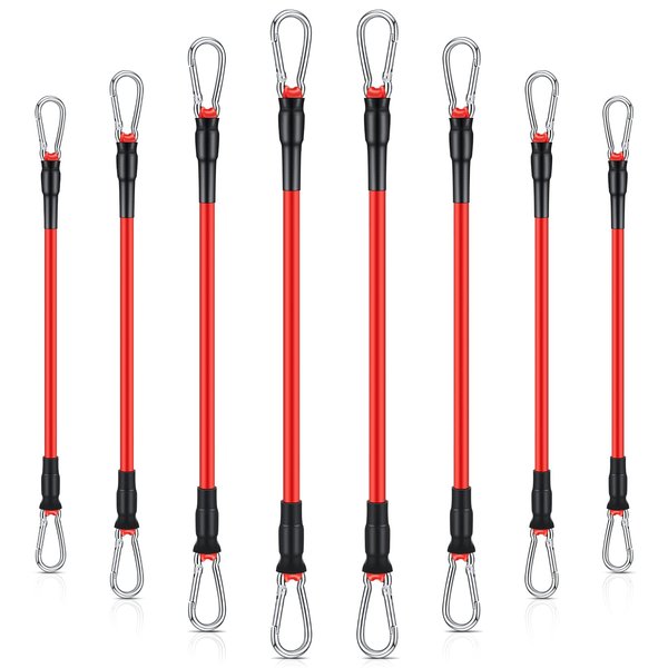 Liliful 8 pcs Resistance Bands for Working Out Additional Exercise Bands for Replacement Workout Equipment Elastic Stretch Legs Ankle Straps for Men Women Strength Training Fitness Gym Home, Red