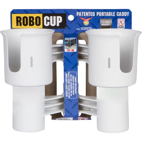 ROBOCUP, (White), Best Cup Holder for Drinks, Fishing Rod/Pole, Boat, Beach Chair, Golf Cart, Wheelchair, Walker, Drum Sticks, Microphone Stand