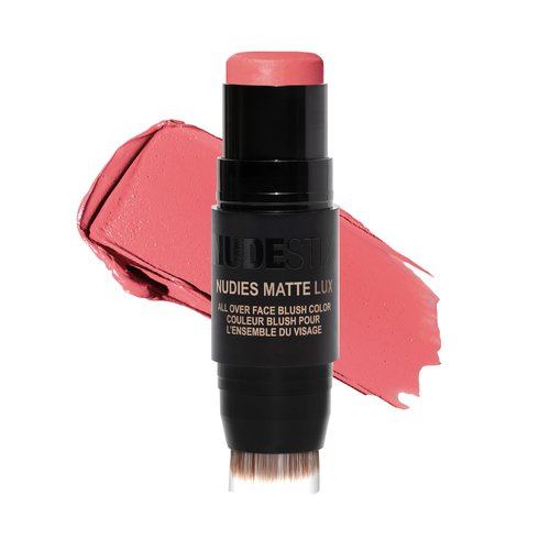 Nudestix Nudies Matte Lux Cream Blush 3-in-1 All Over Face Colour For Cheeks Eyes and Lips w/Blending Blush (Juicy Melons)