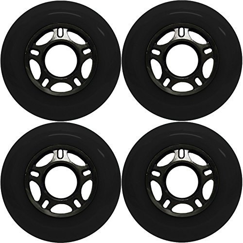 Player's Choice Outdoor Inline Skate Wheels 89a 4-Pack - Choose Size, Color, and Bearings (Black, 80mm 4-pk (No Bearings))