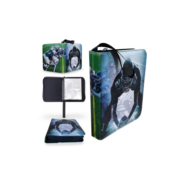 Generic JMAS STORE Football Card Binder 9.45¨x7.10¨, 400 Pocket Trading Card Holder, 50 Sleeves Green Football Field Design, Football Collection Card Holder, Trading Cards