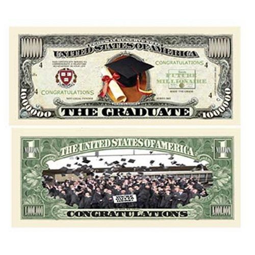 10 The Graduation Million Dollar Bills with Bonus “Thanks a Million” Gift Card Set