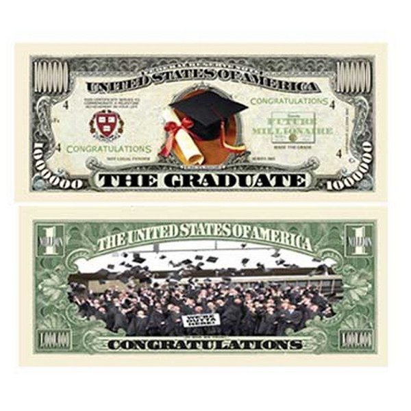 10 The Graduation Million Dollar Bills with Bonus “Thanks a Million” Gift Card Set