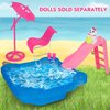 BETTINA Pool Playset - Glam Pool with Slide, Doll Pool Accessories Includes Beach Chair, Beach Umbrella, Dog, Swimming Pool Set for 12 Inch Dolls, Bath Toys for Dolls