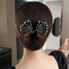 2 PACK Rhinestone Pearl Hair Accessories - Lazy Curler, Crystal Twist Bun Maker, French Hairstyle for Women and Girls