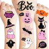 Pink Black Halloween Temporary Tattoos - Baby Shower 80 PCS Boo I'm Two Ghost Witch Hat Themed Stickers for Kids Birthday Party Supplies, Decorations, Favors, and Prizes, Cute Gifts for Boys and Girls