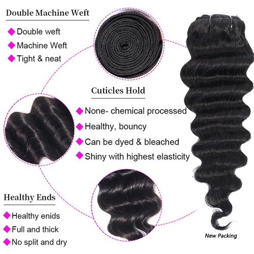 Loose Deep Wave Bundles 16 18 20 Inch Human Hair Bundles for Black Women 10A Grade Unprocessed Brazilian Hair Bundles Human Hair Extensions