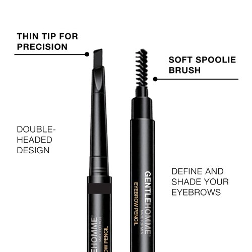 Gentlehomme 2 Pack Mens Eyebrow Pencil Black, Easily Shape Define Fill Eyebrows and Beard, 2 in 1 brush and ultra-thin pencil, Waterproof Smudge Proof Sweatproof, Durable and Long Lasting