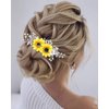 Jeairts Sunflower Bride Wedding Hair Comb Crystal Pearl Bridal Hair Pieces Leaf Side Combs Hair Dress Decorative Hair Accessories for Women and Girls (1-Silver)