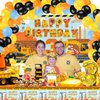 Construction Birthday Party Supplies for 3, 136 Pcs Dump Truck Party Decorations for Boys Baby,Backdrop, Banner, Cake, and Cupcake Toppers, Balloons, Party Traffic Signs, Tablecloth