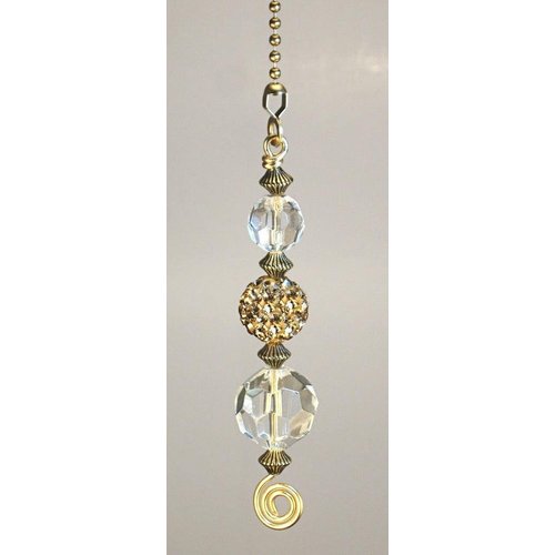 Trace Ellements Glimmering Gold Rhinestone and Clear Crystal Glass Ceiling Fan Pull Chain