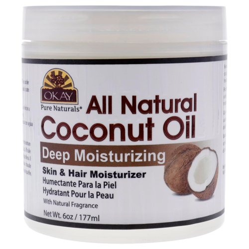 OKAY 100% COCONUT OIL for HAIR and SKIN in JAR 6oz / 177ml