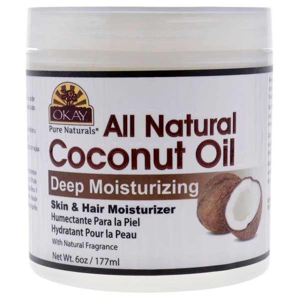 OKAY 100% COCONUT OIL for HAIR and SKIN in JAR 6oz / 177ml