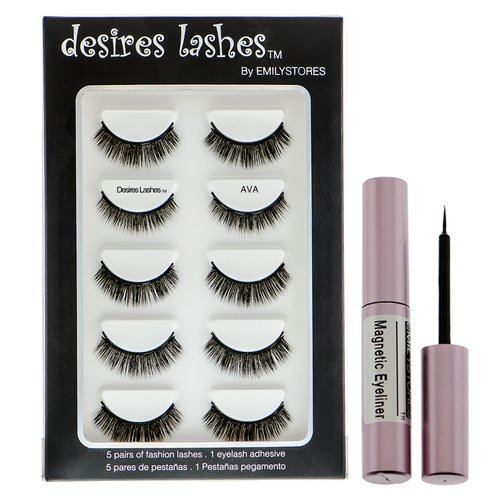 DESIRES LASHES By EMILYSTORES Magnetic Eyelashes 3D Natural Magnet Faux Lashes Multipack 5Pairs, Ava