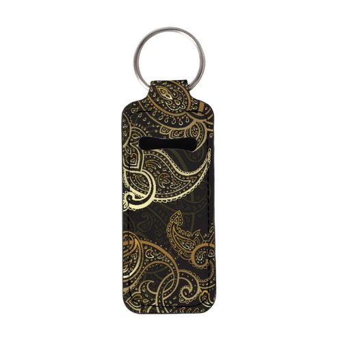 Gearider Golden Paisley Floral Portable Lip Gloss Tube Holder Keychain, Chapstick Sleeve