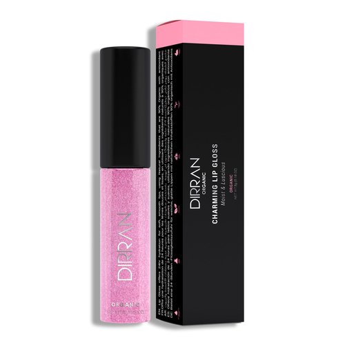 DIRRAN ORGANIC Lip Gloss With Natural Ingredients, 90% Organic & Antioxidant, Beauty With Plump Lips Soft, Smooth, & Irresistibly Kissable (0.18oz) (CHARMING)