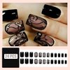 24Pcs Black Press on Nails Medium Square Fake Nails Butterfly Acrylic Nails with Rhinestones Glue on Nails Dark Vine Artificial False Nails Glossy Stick On Nails for Women Daily Wear Manicure Decor