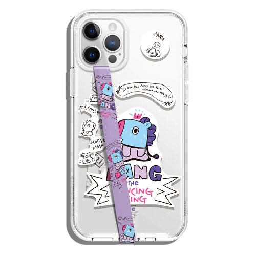 elago BT21 Phone Strap with Stickers, Phone Loop, Phone Grip Compatible with All Smartphone Cases, Double Sided Design, Compatible with MagSafe [Official Merchandise] (MANG)