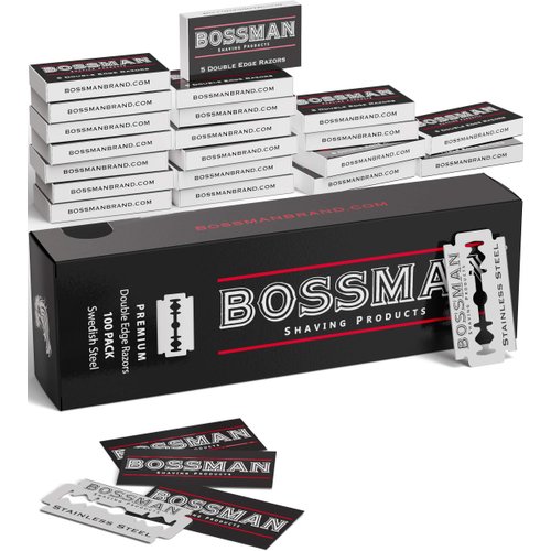 Bossman Double Edge Replacement Blades for Straight Razor - Swedish Steel Blade (100 Pack)