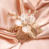 BERYUAN Bridal White Flower Gold Leaf Crystal Rhinestone Hair Comb Crystal rhinestone pearls hair comb Wedding Hair Accessories for Women and Girls