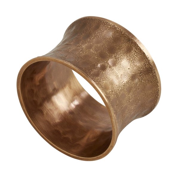 "SARO LIFESTYLE Collection Hammered Napkin Rings (Set of 4), Diameter: 1.75", 1.25"H, Dark Gold" (NR988.DG)